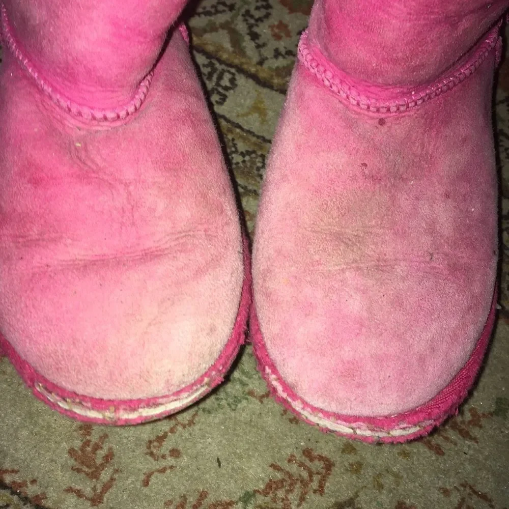 Ugg pink bow shearling leather booties